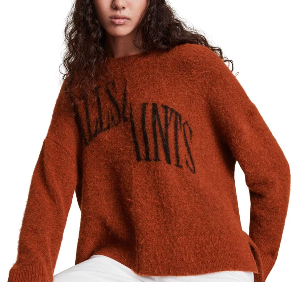 Allsaints Fuzzy Brown Split Saints Sweater Size S